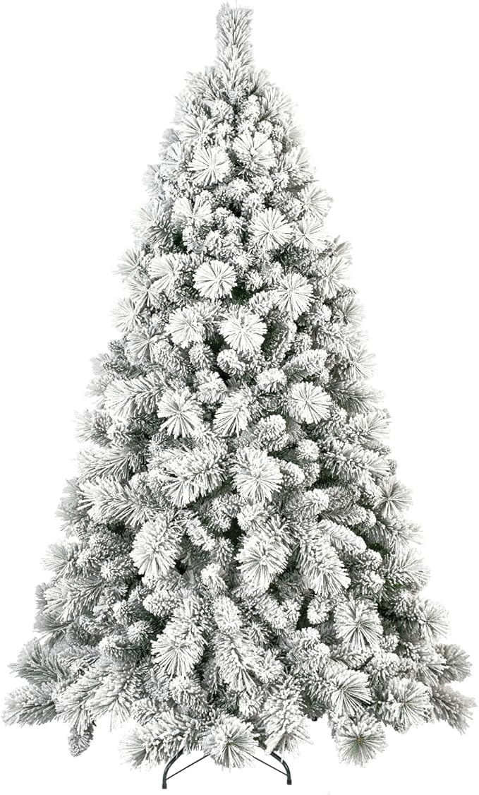 Flocked Christmas Tree 8ft, Christmas Tree -Full Christmas-Trees Snow Xmas Trees