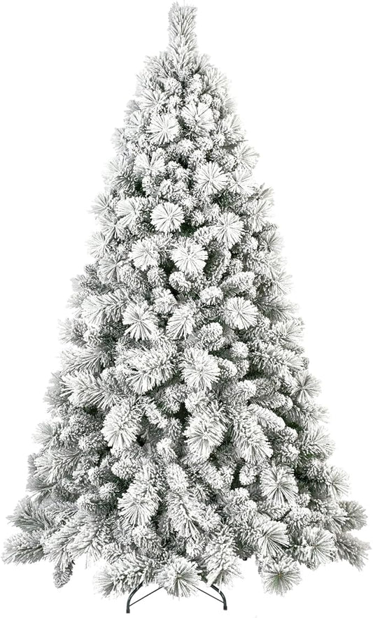 Flocked Christmas Tree 8ft, Christmas Tree -Full Christmas-Trees Snow Xmas Trees