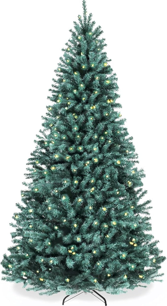 Best Choice Products Artificial Christmas Tree, 12ft Premium Pre-Lit Realistic Spruce Holiday Décor w/Dense Branches, Metal Base - Blue Spruce