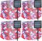QITONG 4 Pack Red and White Solar Fairy Lights, Each 33ft 100 LED Christmas String Lights Outdoor Waterproof, 8 Modes Silver Wire Twinkle Lights