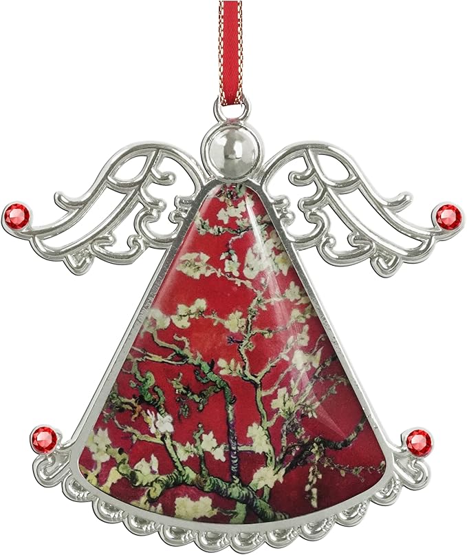 XUTAI Angel Christmas Tree Ornaments Christmas Ornament Tree Van Gogh Glass Christmas Hanging Angel Glass Pendant for Holiday Decoration