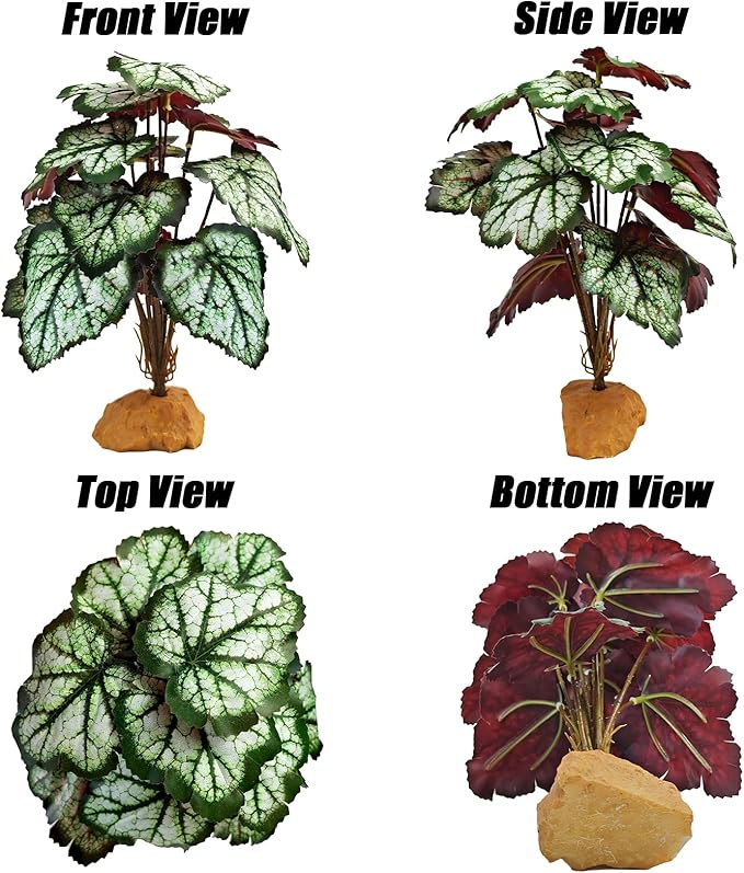 Woyrise Reptile Artificial Plants for Terrarium Decor, Amphibian Habitat Decorations Bearded Dragon Tank Accessories fit Crested Gecko Leopard Lizard Chameleon Snake Frog - Fake Green Heuchera