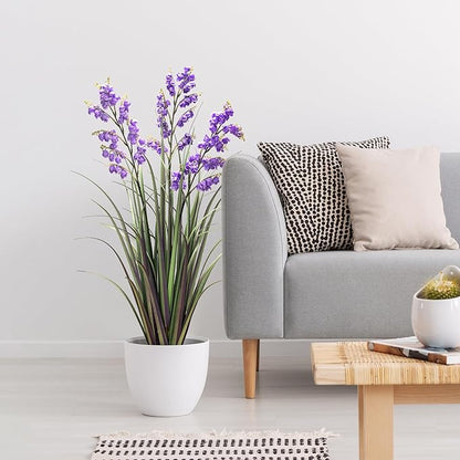 Green Onions Home Decor Fake Plants Lily of The Valley Snake Plant Home DéCor Accents Artificial Grass Room Decor Artificial Plants Indoor Artificial Grass 36" 1 Pack(Purple)