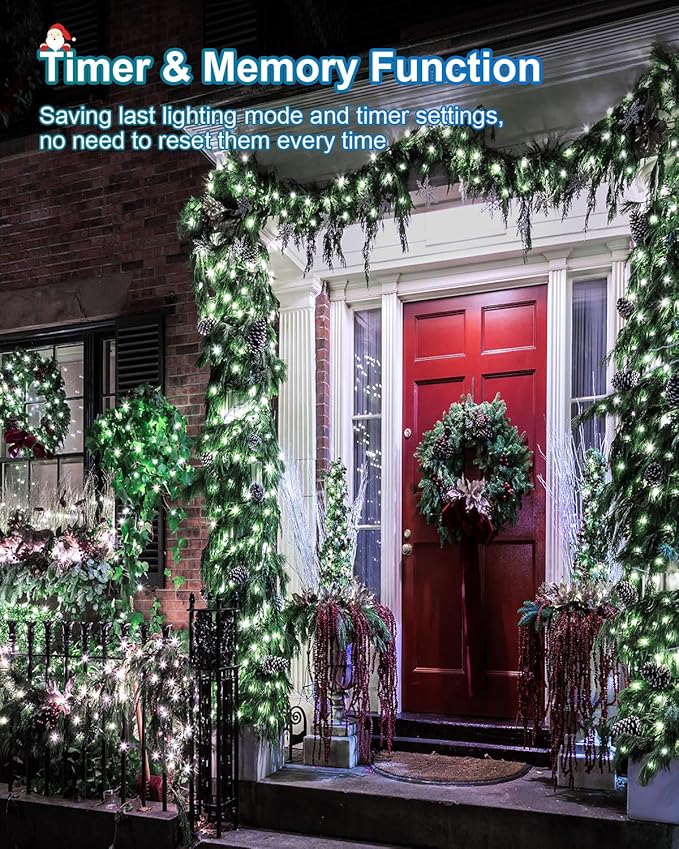 355FT 900 LED Christmas Lights, Extra Long Outdoor String Lights Waterproof, Timer & Memory, 8 Modes Dimmable Plug in Fairy Lights for Classroom Outside Tree Wedding Holiday Decorations, Cool White