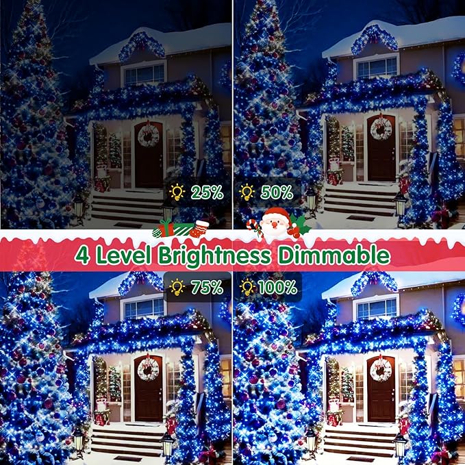 XURISEN 403FT 1000 LED Christmas Lights Outdoor Green Wire String Lights 8 Modes with Timer Memory Waterproof Fairy Light Plug in for Xmas Tree Wedding Yard Party Holiday Decorations(Blue)