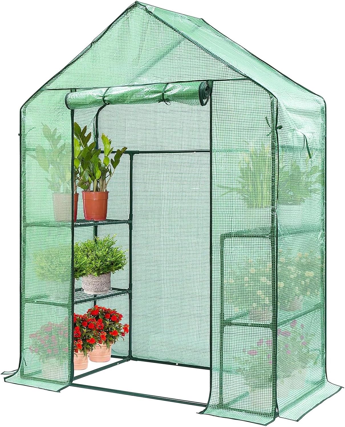 VIVOSUN 57 x 29 x 77-Inch Mini Walk-in Greenhouse with Windows, Shelves and Anchors, Plant Garden Hot House