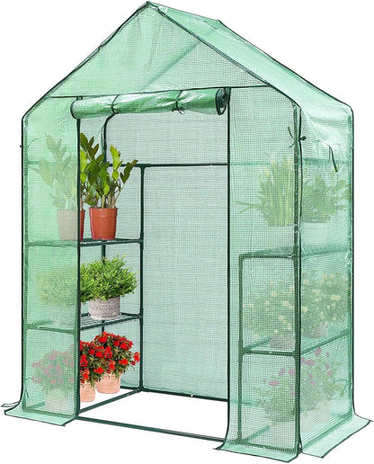 VIVOSUN 57 x 29 x 77-Inch Mini Walk-in Greenhouse with Windows, Shelves and Anchors, Plant Garden Hot House