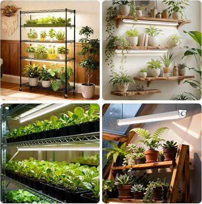 JESLED T8 Plant Grow Lights, 2FT Full Spectrum Grow Light, 48W(2 X 24W,300W Eqiv), Linkable Led Grow Light Strip for Greenhouse, Plant Shelves, Plug and Play, Natural White, 2-Pack