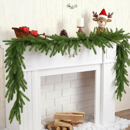 Christmas Garland 6FT Norfolk Pine, Real Touch Artificial Pine Garland for Christmas Decorations, Faux Greenery for Indoor and Outdoor Christmas Decorations