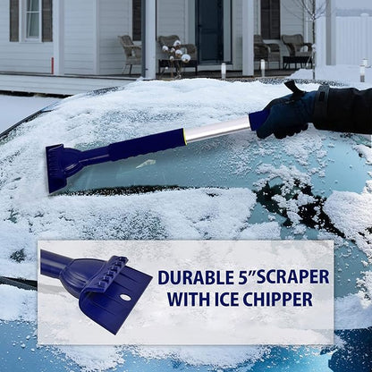Michelin Snow Brush for Car Windshield (Pack of 2) - Snow and Ice Scraper with 43–63" Extendable Handle, 13" Swivel Head with Squeegee, 5" Heavy Duty Ice Scraper for SUV, Truck, Van, Auto Cleaning