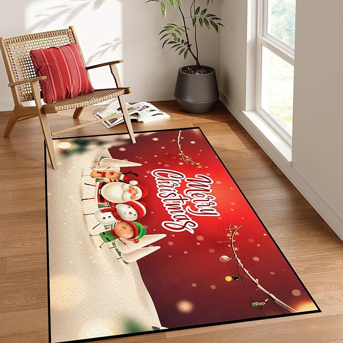 2' X 3' Merry Christmas Rug,Christmas Trees Decorative Indoor Bedroom Xmas Winter Welcome Door Mat Anti-Slip Rubber Area Rug for Seasonal Holiday Decoration,23.6" X 35.4"