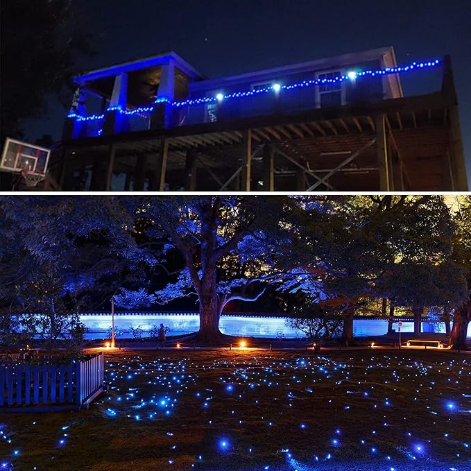 2-Pack 200 LED Extendable Christmas Lights, 66FT Blue Christmas Decorations String Lights Outdoor Indoor Tree Lights, 13 Modes Plug in Mini Fairy Lights Waterproof with Timer and Memory Function
