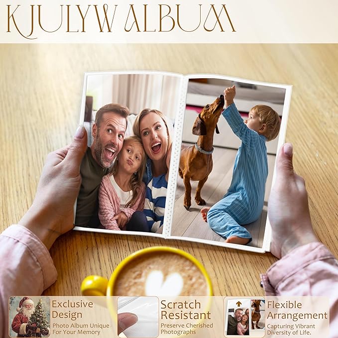 Christmas Photo Albums 4x6 Pictures, Vintage Christmas Santa Claus Holding Xmas Tree Small Memory Photo Album Book for Baby Family Graduation Wedding Travel Vacation