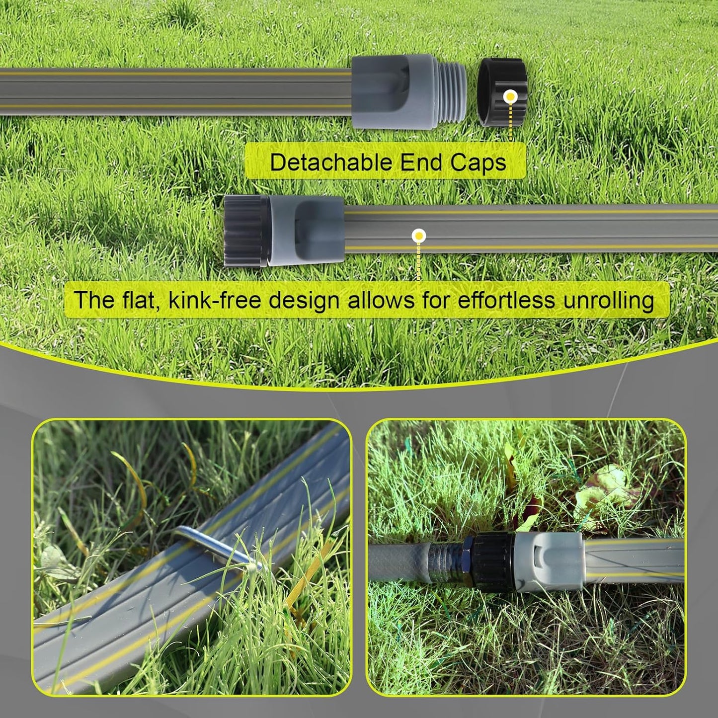 Hopegiver Sprinkler Soaker Hose 10ft 4-Pack Yard Sprinkler Hose for Lawn Water Saving with Stakes, Drip Irrigation Hoses Garden Watering System(Grey,10ft 4-Pack)