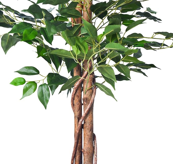 2Packs 4FT Artificial Ficus Tree, Fake Plants with Sturdy Plastic Nursery Pot,Faux Ficus Trees for Home Office Living Room Indoor Outdoor Decor Perfect Housewarming Gift (4FT-2Packs)