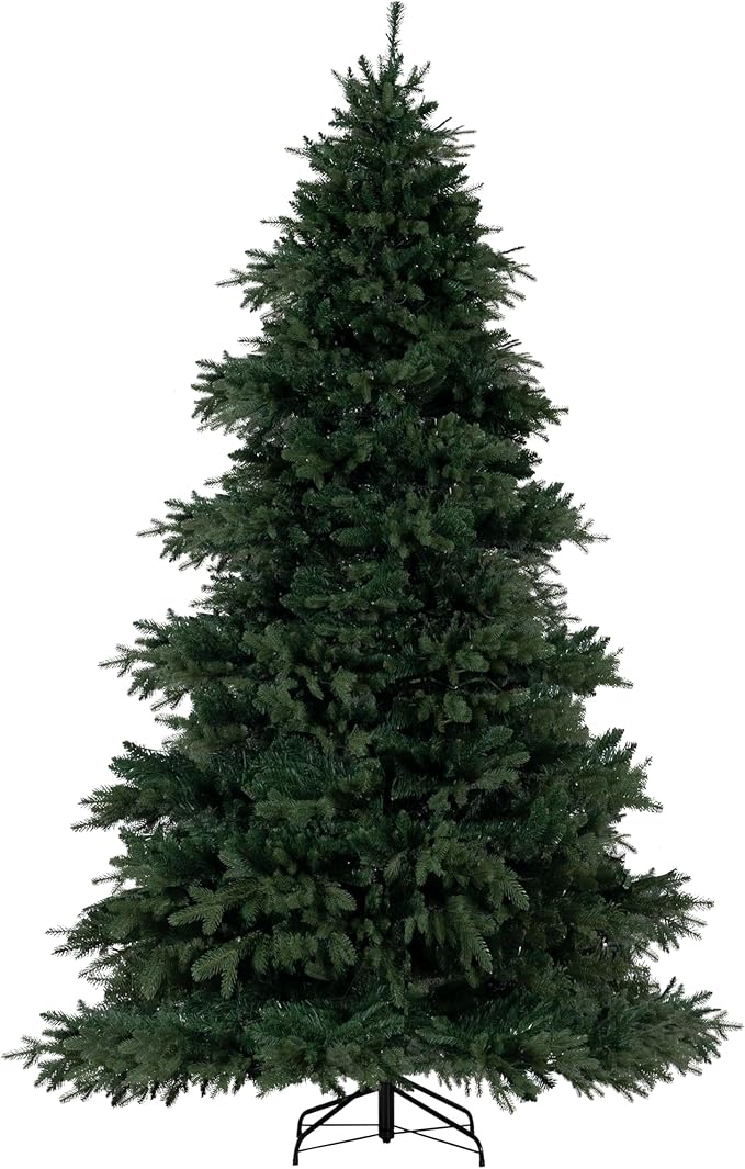 Cynthia 6.5ft Prelit Aritificial Christmas Tree with 2595 Branch Tips, 600 Warm Lights and Metal Stand, 54" Wide Realistic Rustic Christmas Tree with Lights by Naomi Home