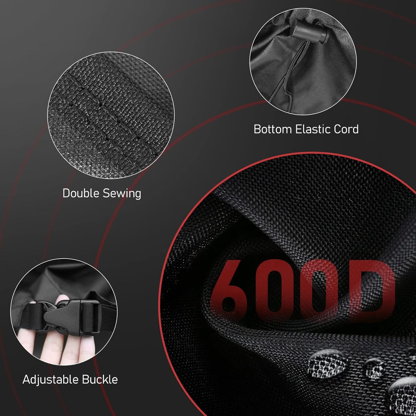 Fire Pit Cover Round 44 Inch - Outdoor Firepit Cover Heavy Duty & Waterproof, 600D Patio Fire Table Cover Gas Fire Pit Accessories Fade & Weather Resistant - 44 x 44 x 24 Inch