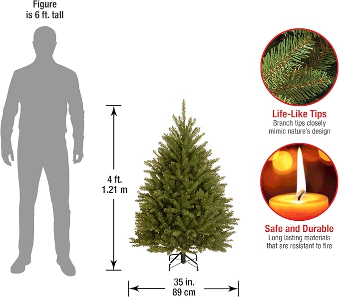 National Tree Company Artificial Mini Christmas Tree, Green, Dunhill Fir, Includes Stand, 4 Feet