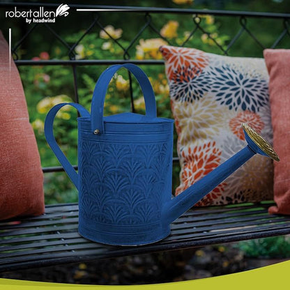 Headwind Aurora Oceanside Blue Metal Watering Can 2 Gallon – Galvanized Vintage Large Watering Metal Can for Indoor & Outdoor Garden Use by Robert Allen