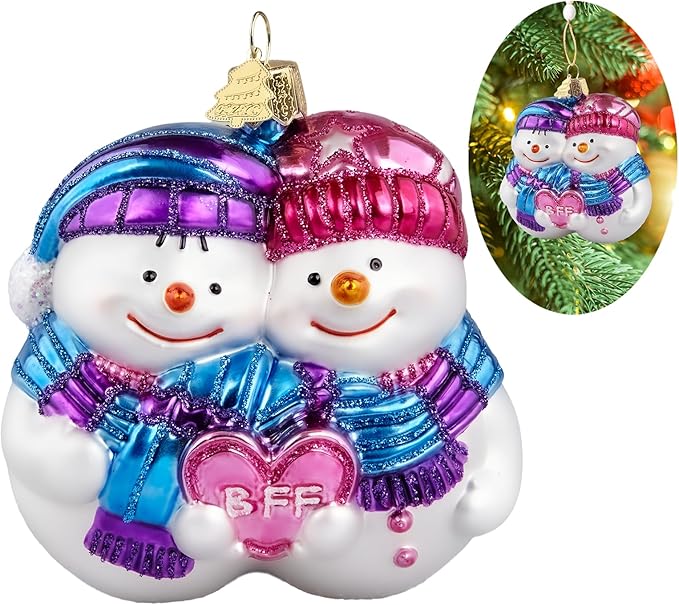 Snowman Christmas Tree Ornaments,Hand-Blown Glass Ornaments for Tree, Friendship Snowman Collection Hanging Ornaments, Christmas Decorations for Holiday Birthday Party Daily Home Gifts