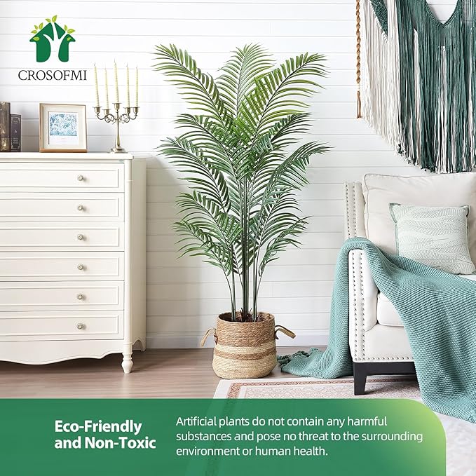 Artificial Palm Tree 5.5Ft Faux Dypsis Lutescens - Tall Fake Plant with Adjustable Branches, No Maintenance, Tropical Tree for Indoor Decor - Ideal for Living Room, Office, Bedroom, Commercial Spaces