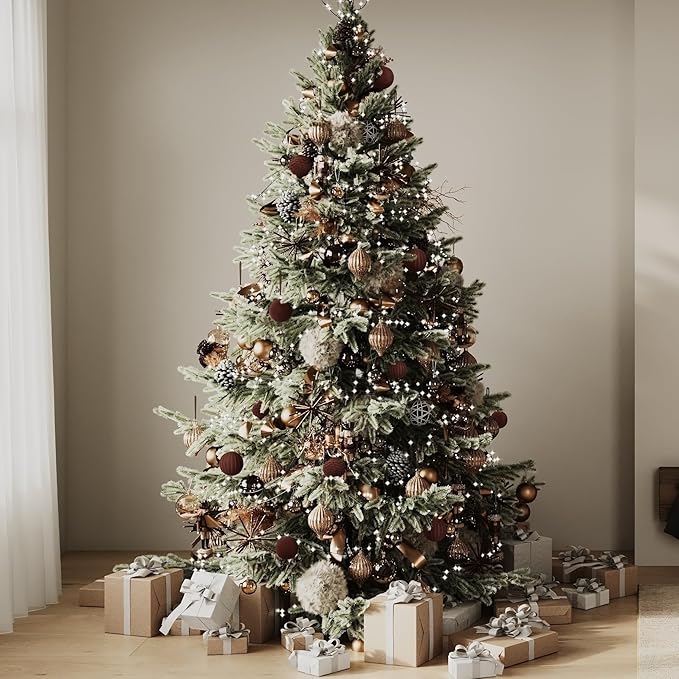 KI Store Velvet Christmas Balls 25pcs Flocked Christmas Tree Ornaments for Xmas Holiday Hanging Decor (Brown)