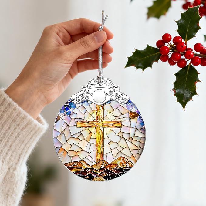 Catholic Cross Ornament, Christian Christmas Ornament, Christmas Tree Ornament, Religious Home Decor, Christian Gifts for Her, Religious Gifts, Gift Exchange, Gift Idea - Pattern B