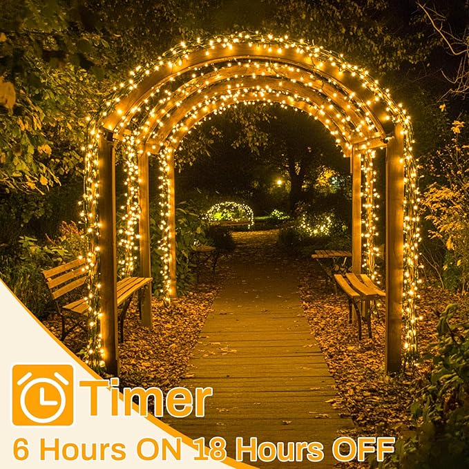 Christmas Lights 1000LED 98FT Waterproof Outdoor Timer 8 Modes Twinkle Fairy Lights LED String Lights Indoor Christmas Tree Lights for Wedding Party Yard House Decor