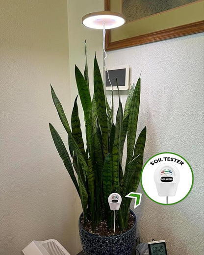yadoker Plant Grow Light, LED Growing Light Full Spectrum for Indoor Plants, Paired with a Soil Tester,Height Adjustable, Automatic Timer, 5V Low Safe Voltage,Idea for Large Plant Light