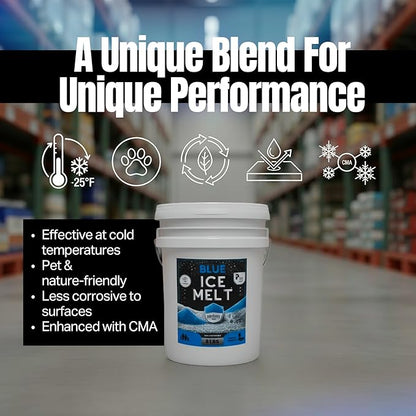 Blue Ice Melt -25°F Effective, Pet Safe Eco-Friendly De-Icer, Fast-Acting Granules for Driveways, Walkways & Entryways, 20 lb Pail