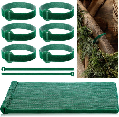 80 Pcs 16 Inch Christmas Garland Ties Green Adjustable Holiday Banister Ties Reusable Fastener Strap Nylon Garden Plant Cable Strap Christmas Tree Wreath Hook Loop Organizer for Home Office