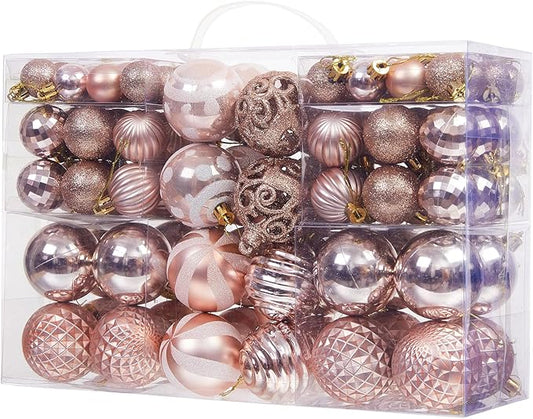 100PCS Shatterproof Christmas Tree Ball Ornaments, Assorted Baubles Set with Glitter - For Holiday Decor