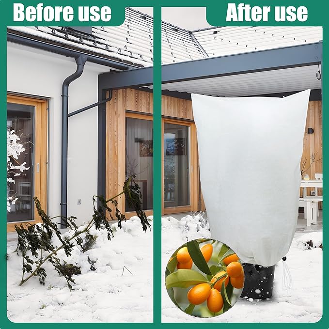 2 Packs Large Plant Covers Freeze Protection 80"W x 90"H Frost Protection Blankets with Zipper Drawstring Freeze Protections Plant Cover for Winter Outdoor Shrubs Palm Citrus Trees Potted Plants