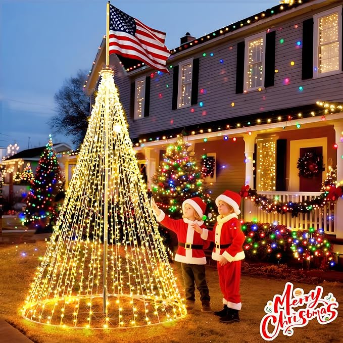 KNONEW 600ft 1500 LED Christmas String Lights Outdoor 8 Lighting Modes & Timer Dimmable Fairy Light Plug in Waterproof for Xmas Roof Yard Tree Wedding Party Holiday Decorations (Warm White)