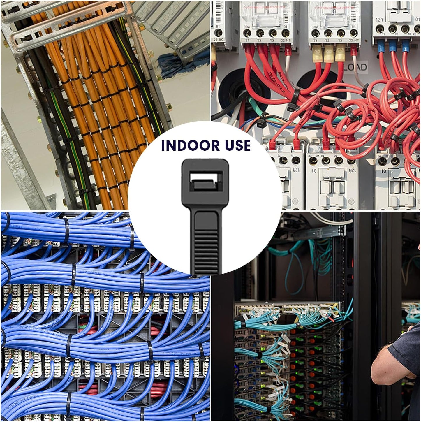 Zip Ties, RAZCC 1200pcs Black Cable Zip Ties 16 Inch, Heavy Duty Plastic Wire Ties with 70lb Tensile Strength, Self-Locking Black Nylon Tie Wraps for Indoor and Outdoor