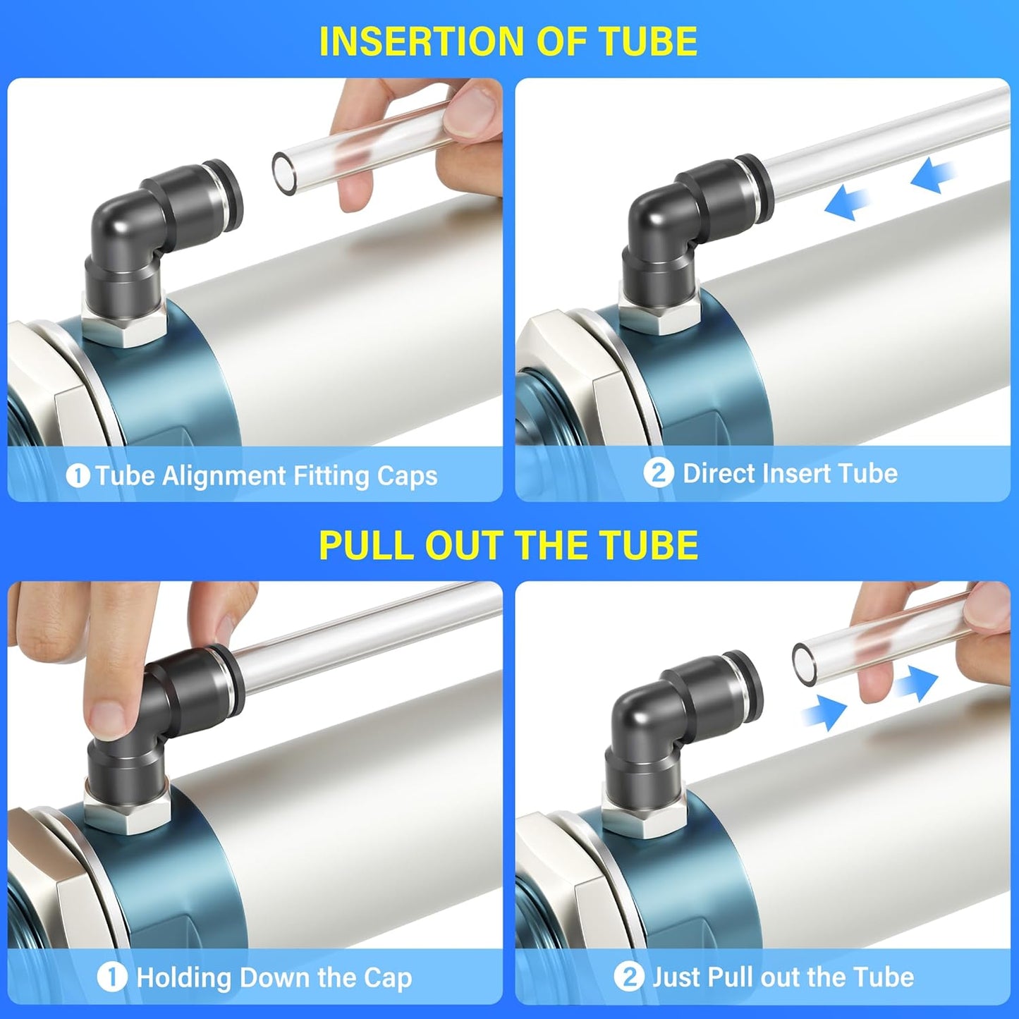TAILONZ PNEUMATIC Elbow and Straight Combination 3/8 Inch Tube OD x 3/8 Inch NPT Thread Push to Connect Fittings PC-3/8-N3+PL-3/8-N3(Pack of 4)