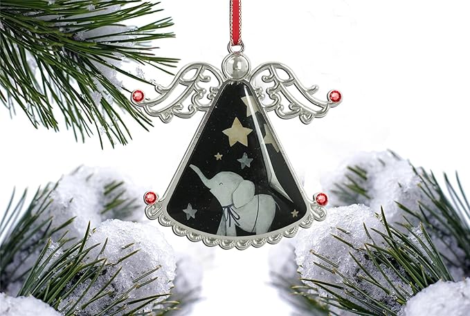 XUTAI Angel Christmas Tree Ornaments Elephant Christmas Ornament Glass Christmas Hanging Angel Glass Pendant for Holiday Decoration Elephant Under The Star