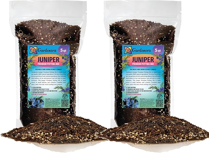 GARDENERA Premium Juniper Potting Soil Mix - Perfect Balance of Nutrients, Drainage, and Aeration for Healthy Juniper Trees - 10 Quart