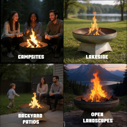 Liberty Fire Pit – Ohio Flame Wood Burning Outdoor Fire Pit - 42" Diameter with Standard Base (Made in USA)