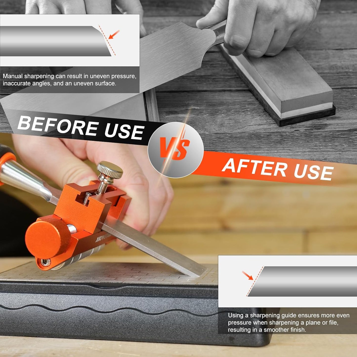 Chisel Sharpener, Honing Guide Tool, Sharpener Jig for Chisel Planer Grinding Repair