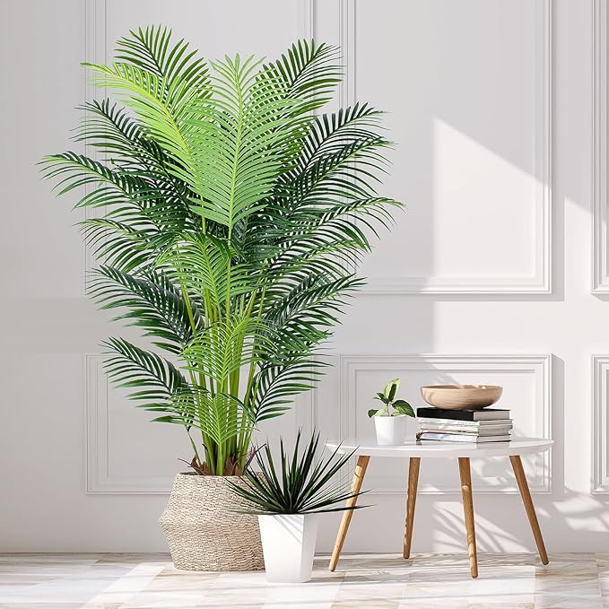 6 Ft Artificial Tropical Palm Tree With 24 Removable Leaves - Large Faux Plant for Indoors and Outdoors, Silk Housewarming Gift, K185