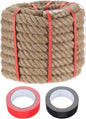 MECCANIXITY Jute Rope 1.2 Inch x 49ft, Thick Twine Rope Ropes Braided Jute Twine Natural Brown Burlap Cord String Heavy Twisted with Tapes for Decorative Crafts Railing Swing Tug of War