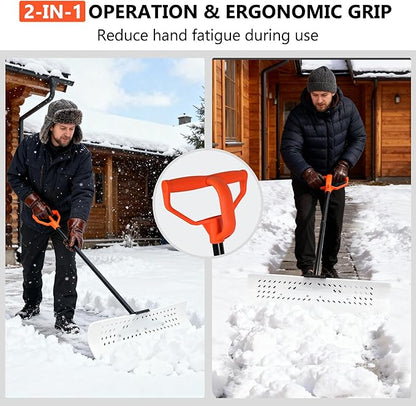 Orientools Snow Shovel and Pusher with Ergonomic Design, 36-Inch Wide Polyethylene Blade for Efficient Driveway and Sidewalk Snow Removal, Quick Connect Handle