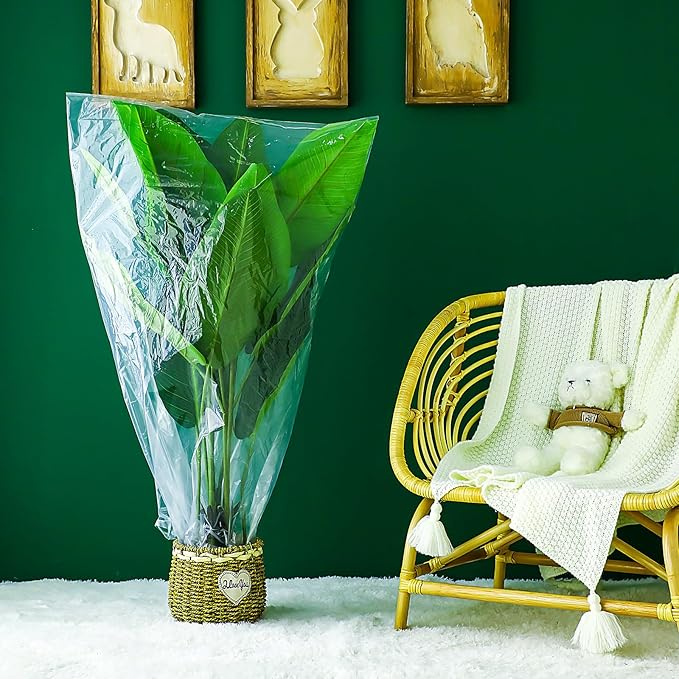 6 Pcs Winter Plant Covers Freeze Protection Small Plastic Clear Film Cover Shelter Bags Waterproof Frost Cloth for Outdoor Plants Greenhouse Garden Rain Frost Protection(15.7 x 27.6 Inch)