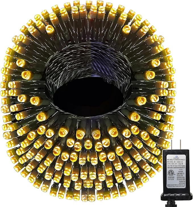 393 FT Christmas Lights 1000 LED Xmas Lights Outdoor Christams String Lights Waterproof 8 Modes & Timer, Fairy Lights Plug in for Weeding, Patio, Party, Holiday,Christmas Decor(Warm White)