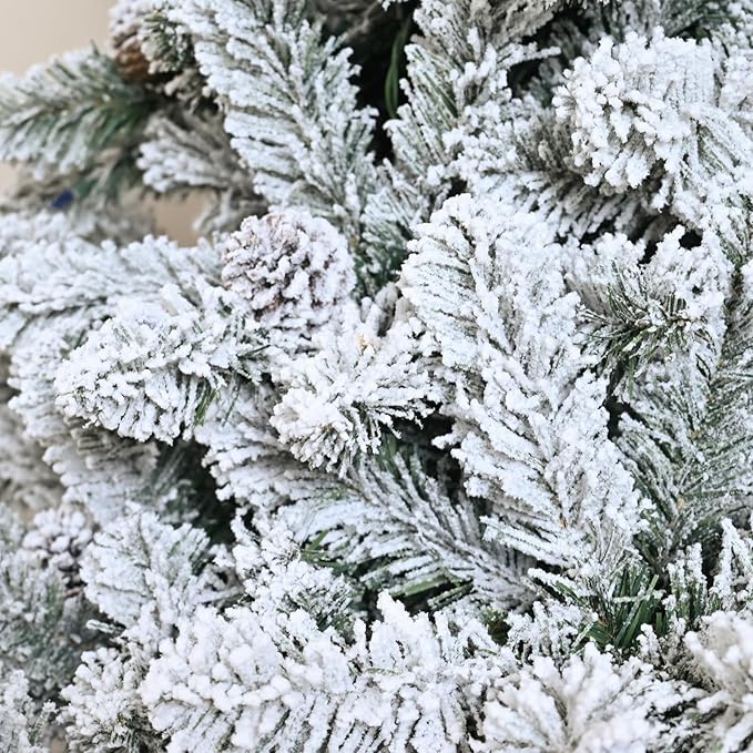 Flocked Christmas Tree 7.5ft, Premium Christmas Tree - White Flocked Trees - Artificial Xmas Trees