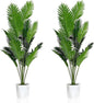 SAJANDAS Set of 2 Artificial Areca Palm Plants in Pots, 51 Inch Fake Tropical Palm Trees with Greenery Leaves and Stems, Faux Dypsis Lutescens Floor Plants for Office, Store, Garden, Home Decoration