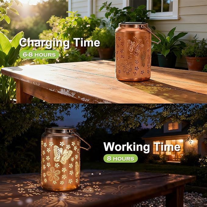 Gifts for Women Men Mom - 2 Pack Butterfly Solar Lights Outdoor Garden Decor for Outside, Butterflies Solar Lantern Outdoor Waterproof for Outdoor Decor