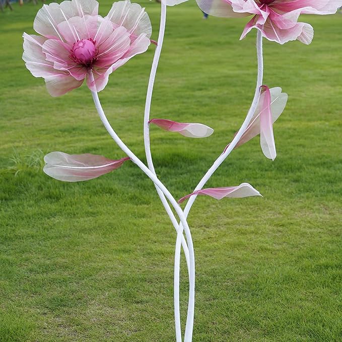 Giant Flowers for Decoration,3-Head Large Artificial Silk Flower with Standing Stems and Base for Party Banquet Wedding Reception Background Decor Home Decor (Red Gradient)