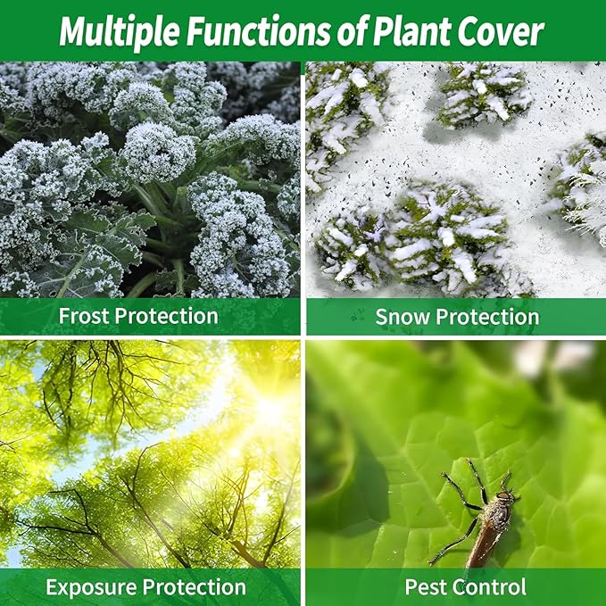 Avalution 5 Pack Plant Covers Freeze Protection, 10x50 FT Frost Cloths for Outdoor Plants, 0.9 oz/yd² Reusable Frost Blankets for Outdoor Plants, Row Covers for Vegetables Season Extension